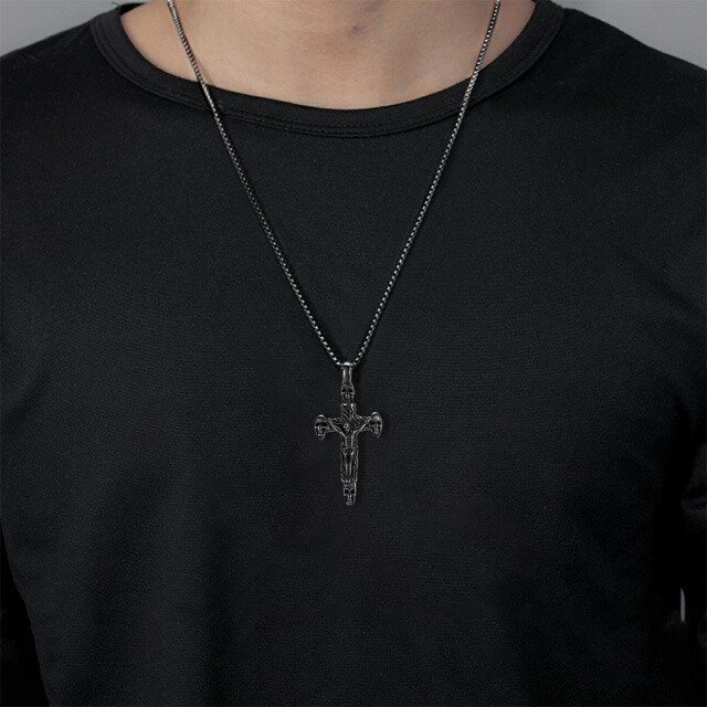 Stainless Steel Cross Crucifix Pendant Jesus Necklace Is a Gift of Jewellery for Husbands Men and Boys-Copy-XsIB-3