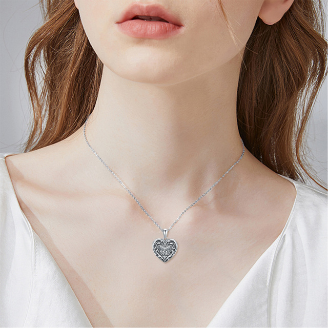 Sterling Silver Butterfly Heart Personalized Photo Locket Necklace-1