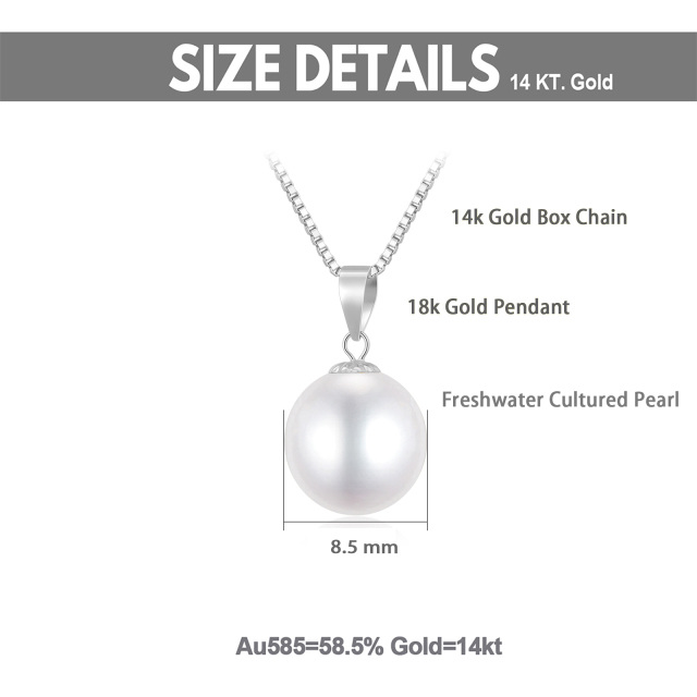 14K White Gold Circular Shaped Pearl Spherical Pendant Necklace-5
