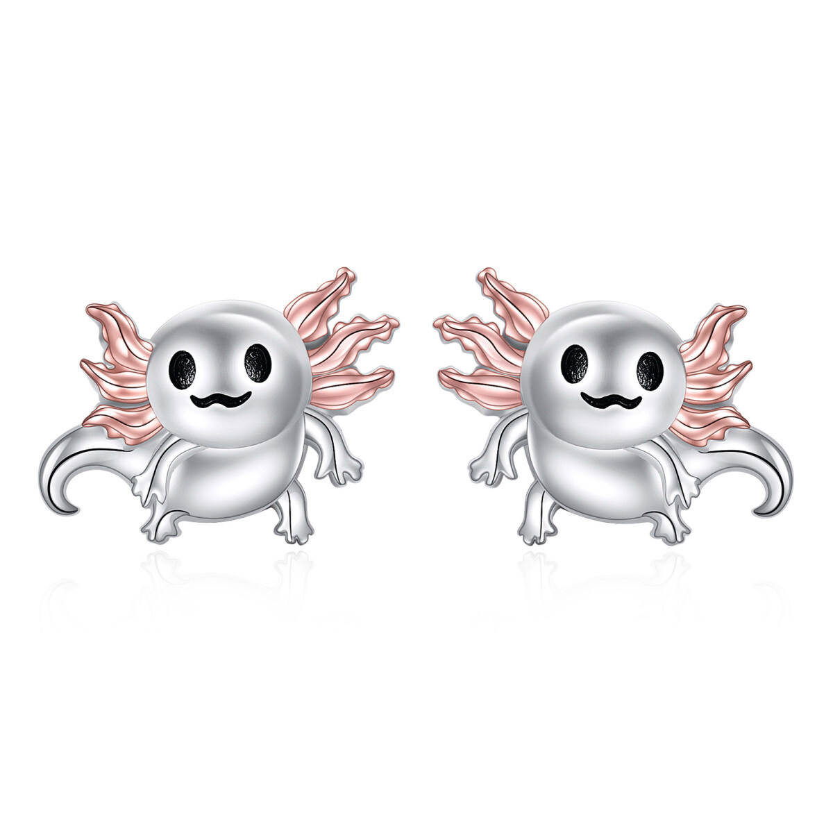 Sterling Silver Two-tone Axolotl Stud Earrings-1