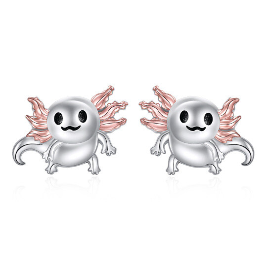 Zweifarbige Axolotl-Ohrstecker aus Sterlingsilber