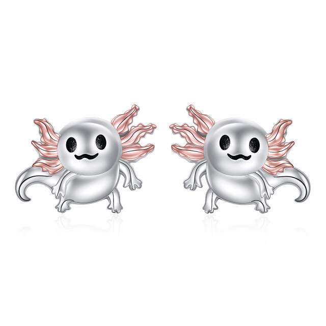 Sterling Silver Two-tone Axolotl Stud Earrings-5