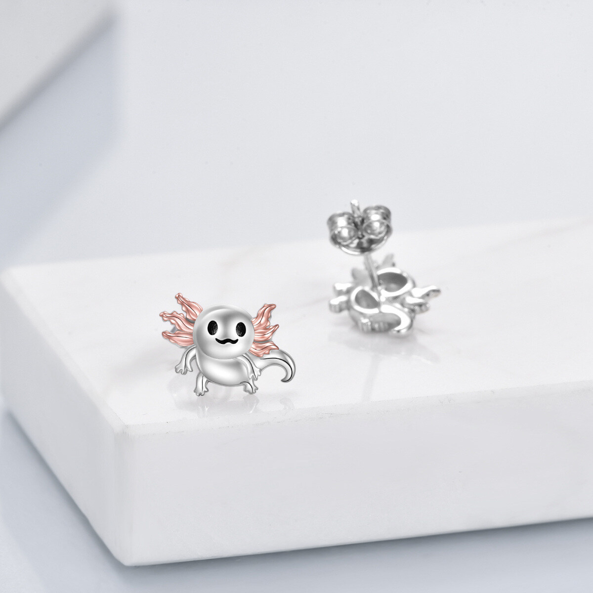 Sterling Silver Two-tone Axolotl Stud Earrings-4