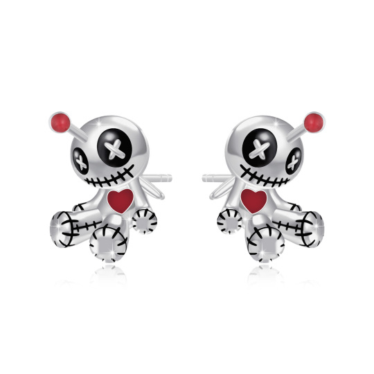 Sterling Silver Voodoo Dolls Stud Earrings