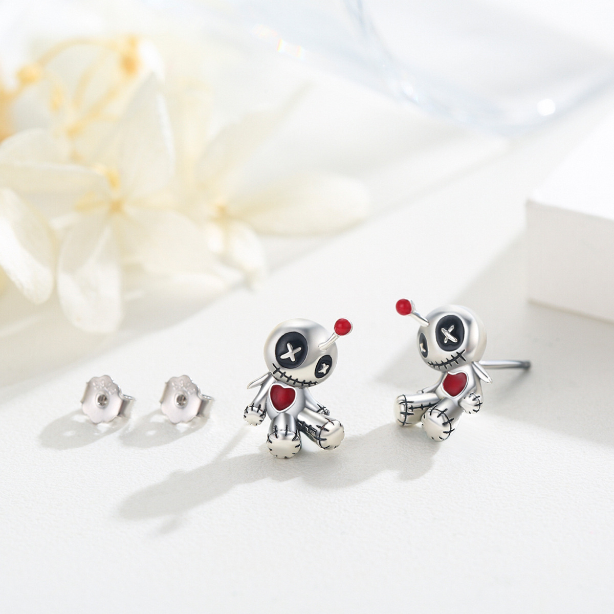 Sterling Silver Voodoo Dolls Stud Earrings-4