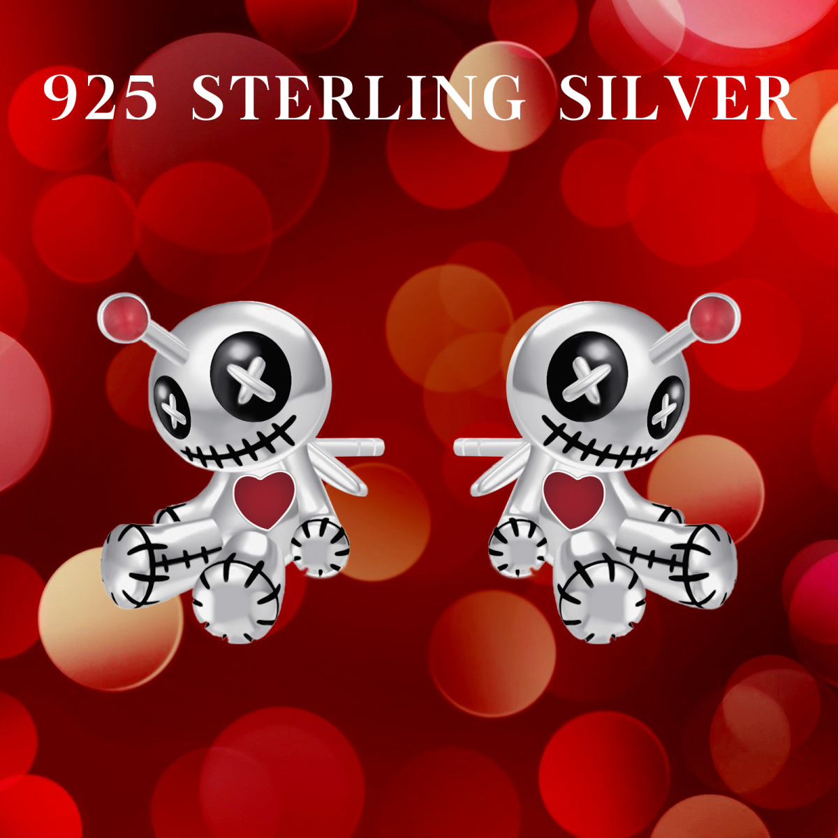 Sterling Silver Voodoo Dolls Stud Earrings-7