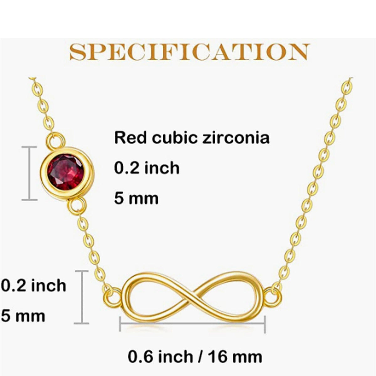 14K Gold Round Zircon Infinite Symbol Pendant Necklace-5