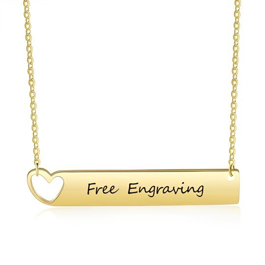 14K Gold Personalized Engraving & Infinity Symbol Bar Necklace