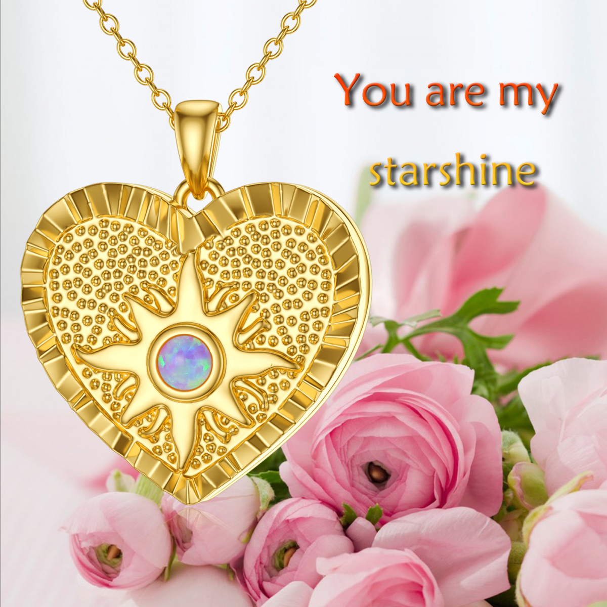 Sterling Silver with Yellow Gold Plated Circular Shaped Opal Personalized Engraving & Personalized Photo Personalized Photo Locket Necklace-7