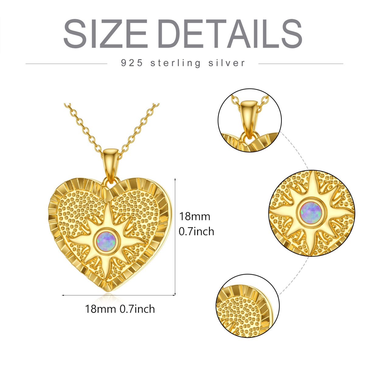 Sterling Silver with Yellow Gold Plated Circular Shaped Opal Personalized Engraving & Personalized Photo Personalized Photo Locket Necklace-8