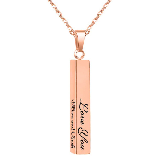 Sterling Silver with Rose Gold Plated Bar Pendant Necklace