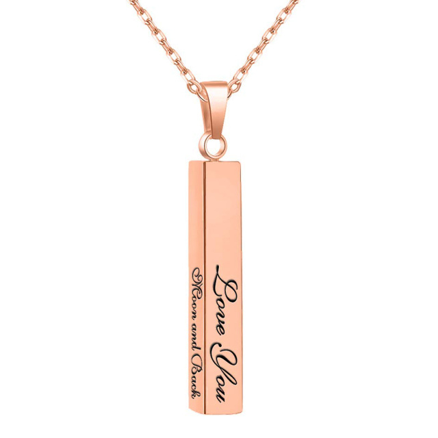 Sterling Silver with Rose Gold Plated Bar Pendant Necklace-0