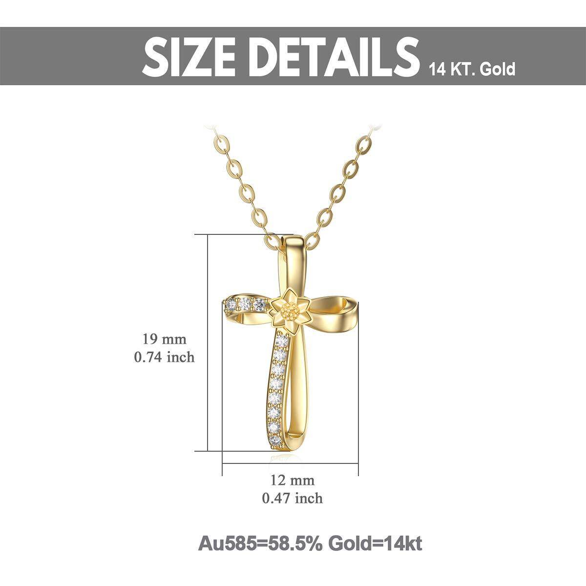 14K Gold Cubic Zirconia Cross Knot Pendant Necklace-6