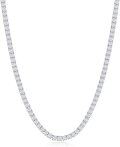 wholesale 925 Sterling Silver Round Cubic Zirconia Tennis Necklace For Women-0-0
