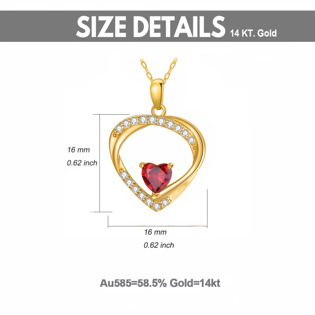 14K Gold Herz geformt Cubic Zirkonia Herz Anhänger Halskette-5