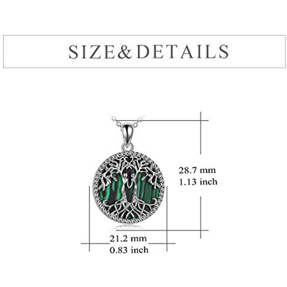 Sterling Silver Malachite Tree Of Life & Sisters Pendant Necklace-5