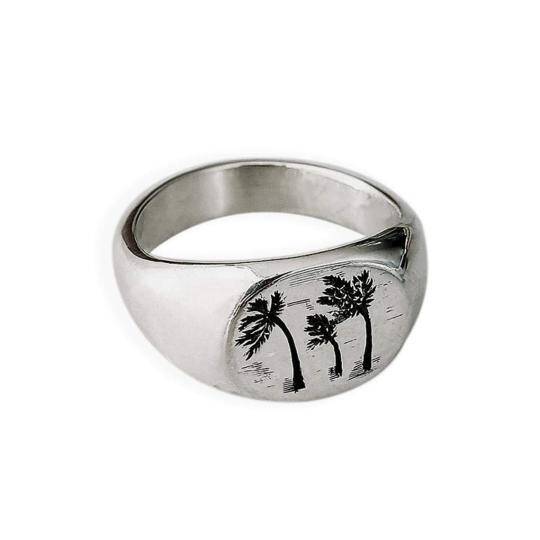 Srebrny pierścionek z drzewem kokosowym dla mężczyzn