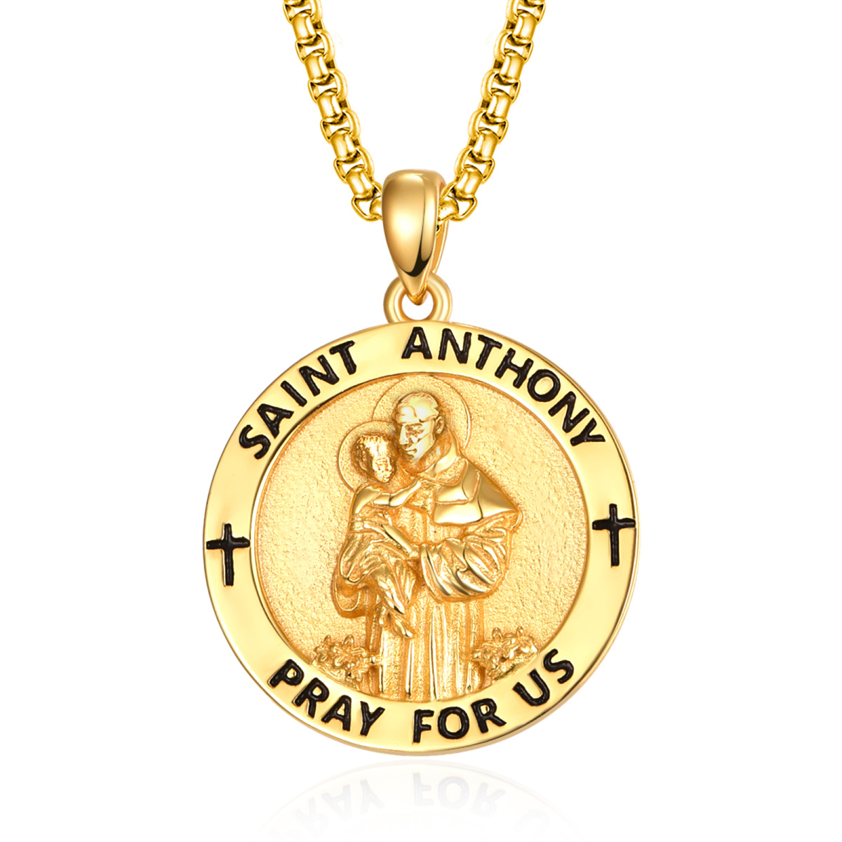 Sterling Silver with Yellow Gold Plated Saint Michael Pendant Necklace-1