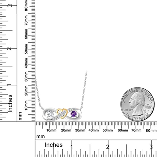 18K White Gold Cubic Zirconia Birthstone Pendant Necklace-5