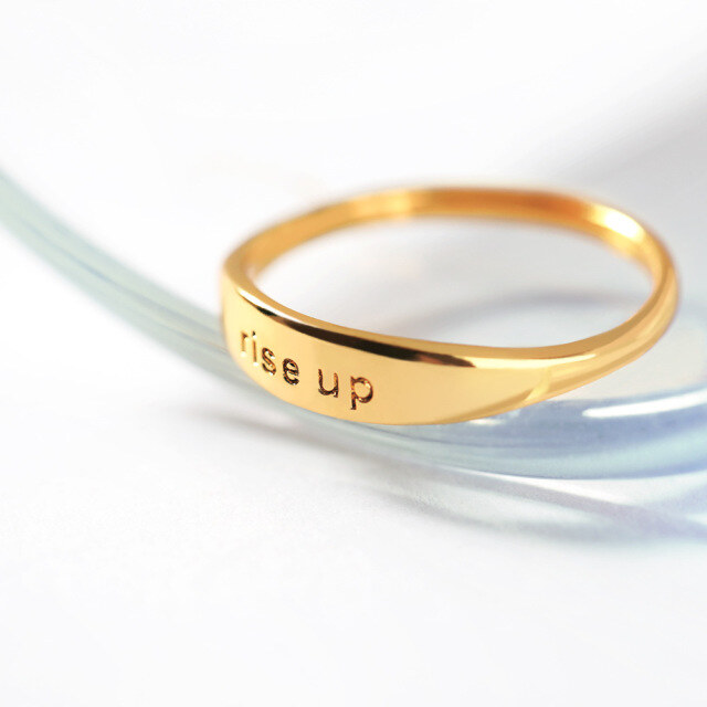 Anel de sinete gravável em anéis de sinete em ouro amarelo sólido 10K para mulheres-7