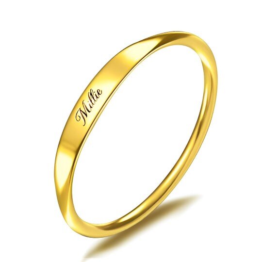 Anel de sinete gravável em anéis de sinete em ouro amarelo sólido 10K para mulheres