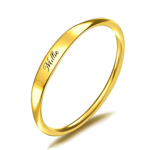 Anel de sinete gravável em anéis de sinete em ouro amarelo sólido 10K para mulheres-0