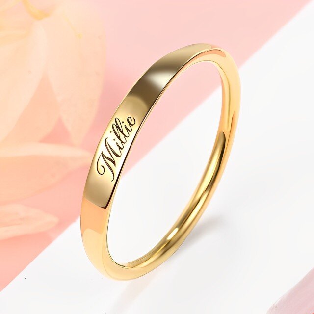 Anel de sinete gravável em anéis de sinete em ouro amarelo sólido 10K para mulheres-4