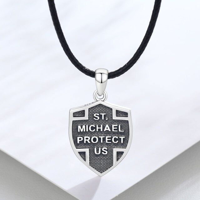 Collier en argent sterling avec pendentif en forme de bouclier à la croix de Saint-Michel-5