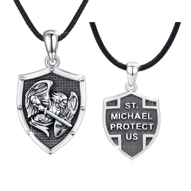 Collier en argent sterling avec pendentif en forme de bouclier à la croix de Saint-Michel-8