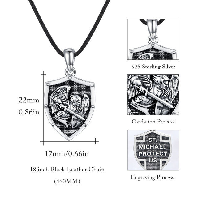 Collier en argent sterling avec pendentif en forme de bouclier à la croix de Saint-Michel-7