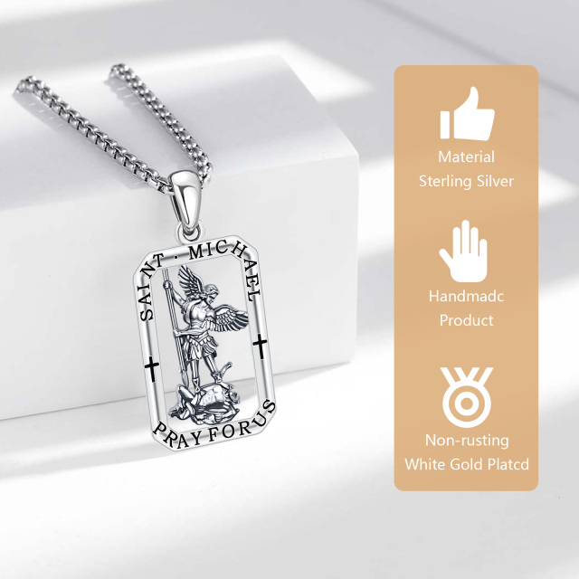 Collier pendentif Saint Michel en argent avec mot gravé-4