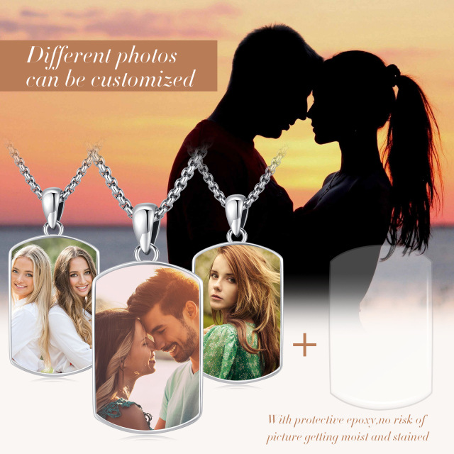 Colar com pingente de São Miguel com foto personalizada em prata esterlina 925-4