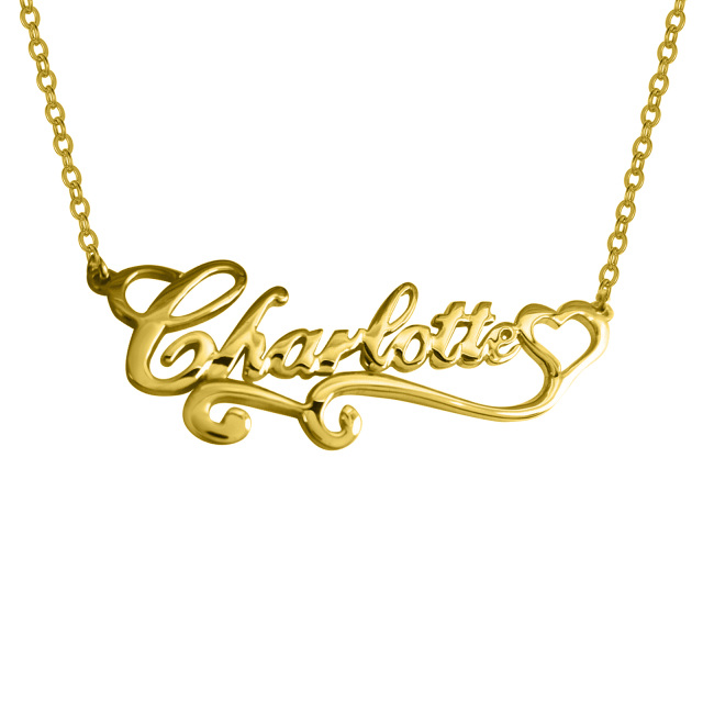 Collier avec pendentif en forme de cœur personnalisé en or 10 carats avec nom classique-0