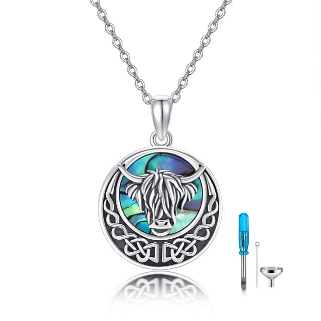 Collar de plata de ley Abalone Shellfish Cow Pendant-0