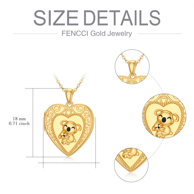 10K Gold Koala Personalized Photo Locket Necklace-5