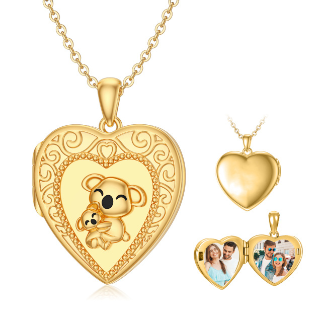 10K Gold Koala Personalized Photo Locket Necklace-2