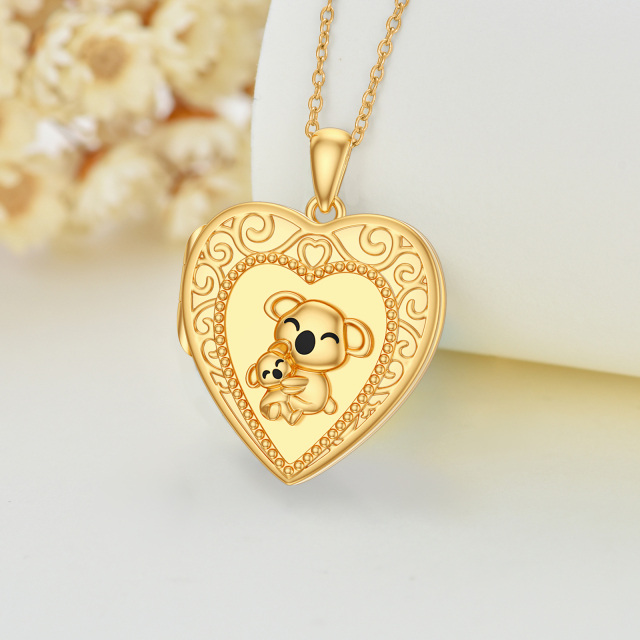 10K Gold Koala Personalized Photo Locket Necklace-3