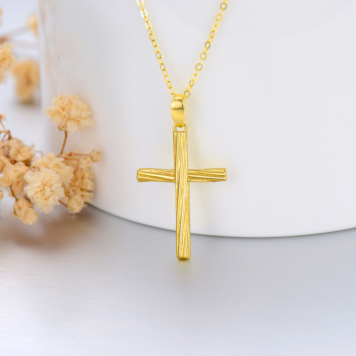 14K Gold Cross Pendant Necklace-4