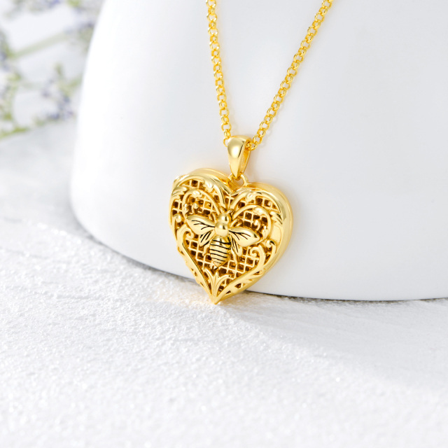10K Yellow Gold Plated Bees Pendant Necklace-3