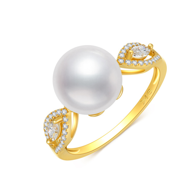 10K Gold Round Pearl Round/Spherical Ring-0