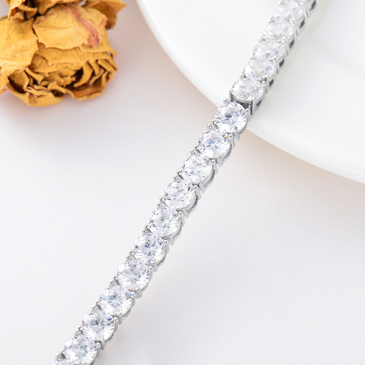 Sterling Silver Moissanite Chain Bracelet-4