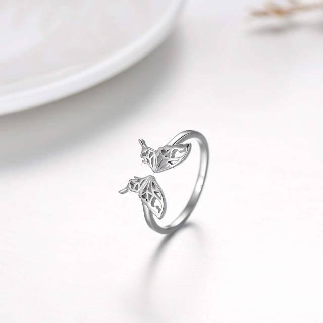 Bague ouverte en argent sterling avec papillon-3