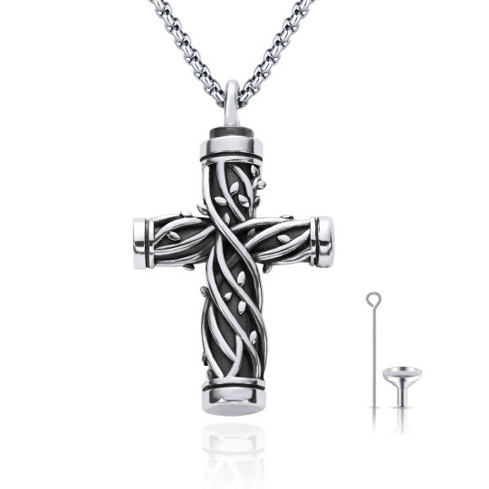 Sterling Silver Cross Urn Necklace for Ashes for Men