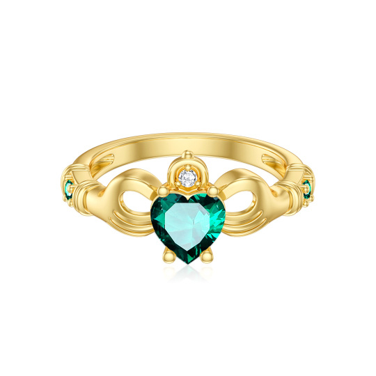 Aliança de casamento em forma de coração com diamante em ouro 10K