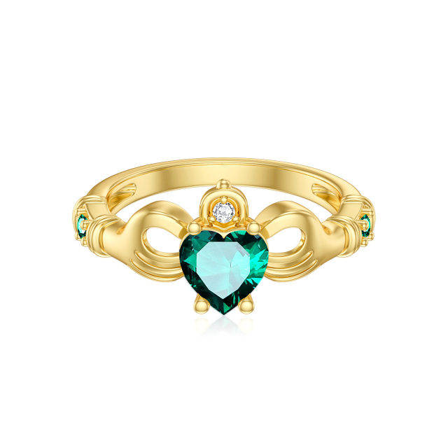 Anillo de bodas con corazón de diamantes en forma de corazón de oro de 10 quilates-1