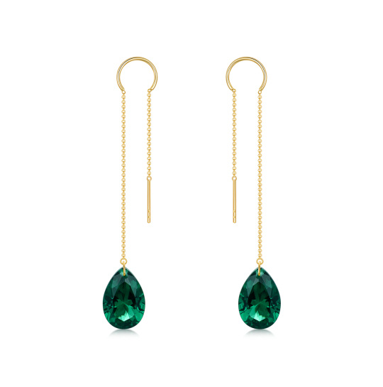 Orecchini pendenti a forma di goccia di smeraldo in oro 14 carati