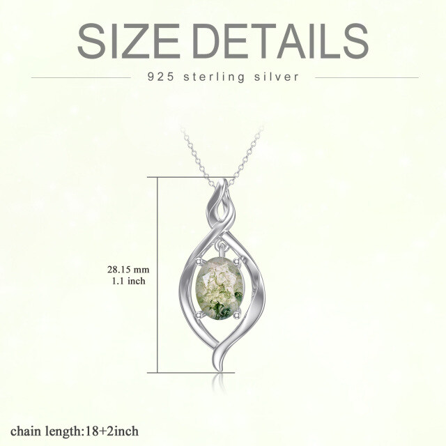 Colar de prata esterlina com pingente de símbolo do infinito em ágata musgo oval-4