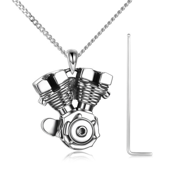 Sterling Silver Motorcycles Urn Necklace for Ashes for Men-0