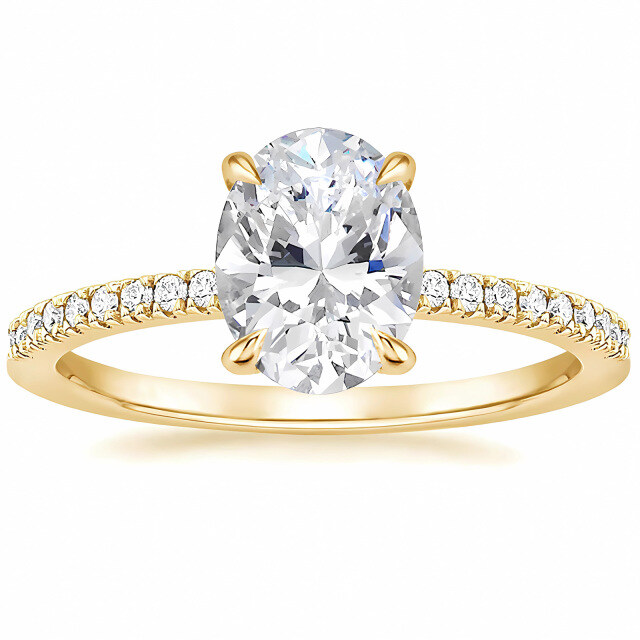 10K Gold Oval Shaped Moissanite Ring-0