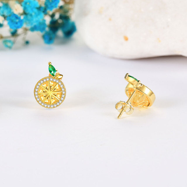 Brincos de prata esterlina com zircônia cúbica banhada a ouro amarelo e limão-4